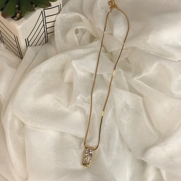 Necklace | Gold Tone & Crystal Pendant - Picture 6 of 11